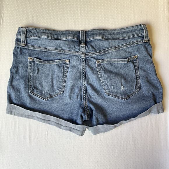 A.n.a Women Shorts 10P Blue Denim Distressed Cuffed Button 3" Inseam - Picture 12 of 12